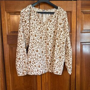 Floral Brown and White Women's Top